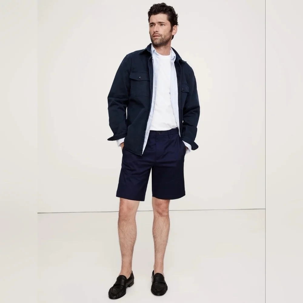 Banana Republic Sz 35 Core Temp 9” Navy Blue Shorts MSRP $70 Cotton